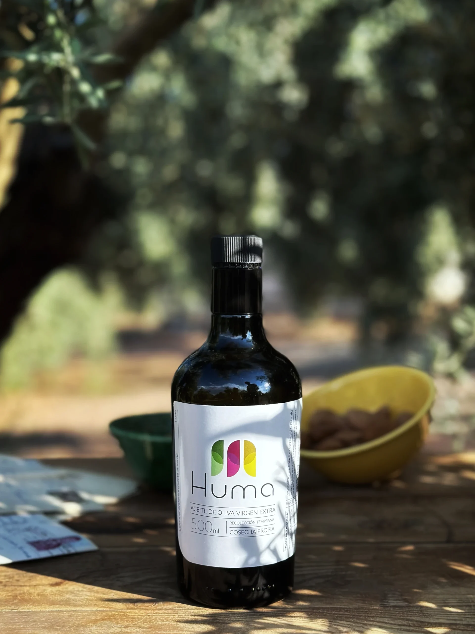 Botella de aceite de oliva virgen extra Huma